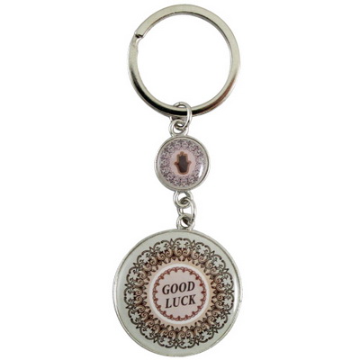 Key Chain Good Luck Pink Epoxy