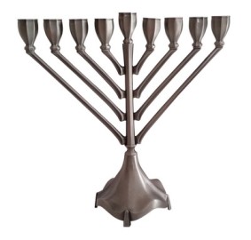 Rambam Menorah - Pewter Elegant