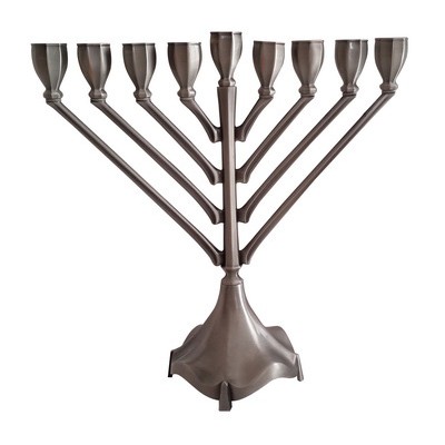 Rambam Menorah - Pewter Elegant