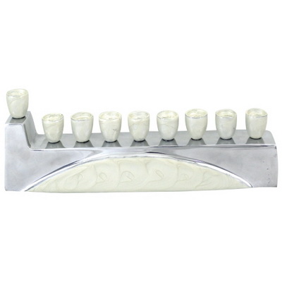 Aluminum Menorah - Pearl Color