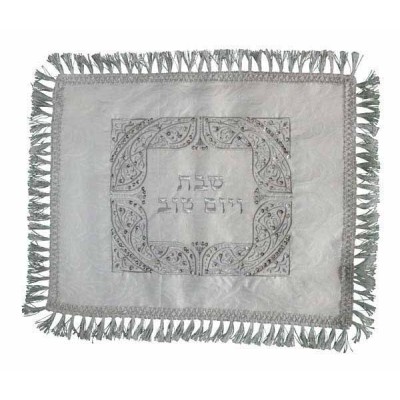 CHALLAH COVER BROCADE SILVER EMBROIDERY