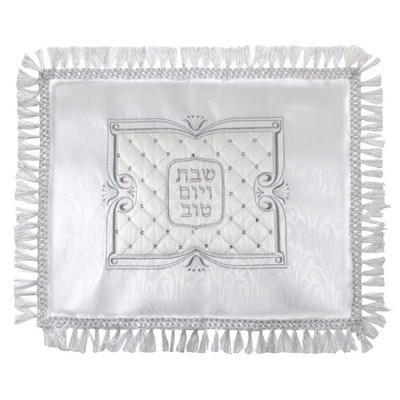 Challah Cover Satin White W/