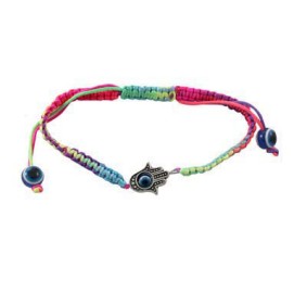 Multi-Color Bracelet "Shambala" Hamsa Rodium