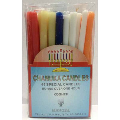 Chanukah Colored Candles, 45 Pack