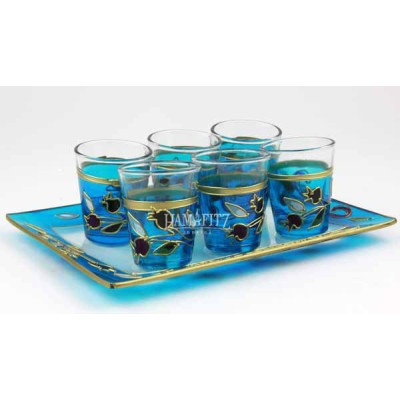 Hand Painted Liquor Set - Pomegranates Design