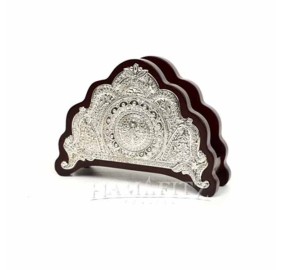 Napkin Holder Filigree - Silver Plated & Wood