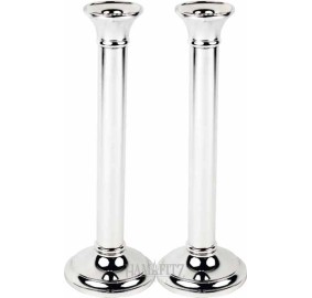 Silver Plated Smooth Candlesticks Pair