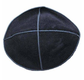 Suede Clip Kippah - Navy - Large