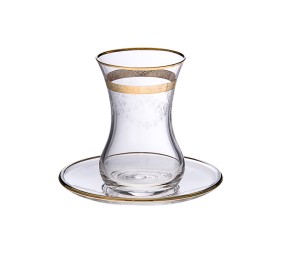 Classic Glass Cup With 14K Gold Artwork Design