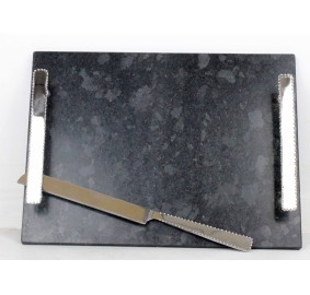 Challah Tray Grey Granite And Knife