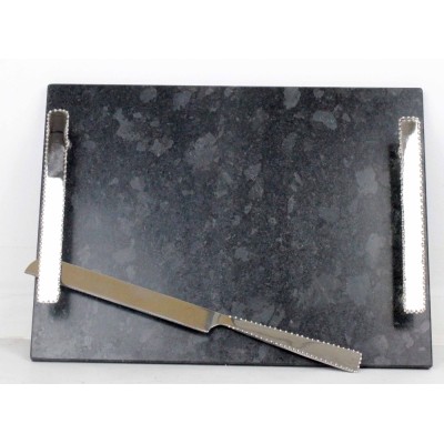 Challah Tray Grey Granite And Knife