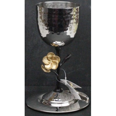 Kiddush Goblet With Tray Black Gold