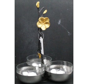 Relish Dish 3 Bowls Black Gold