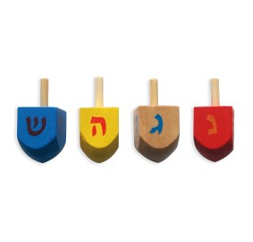 Dreidels 4 Pack Painted Wood