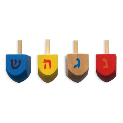 Dreidels 4 Pack Painted Wood