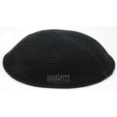 Black Knit Yarmulka DMC - 18 CM