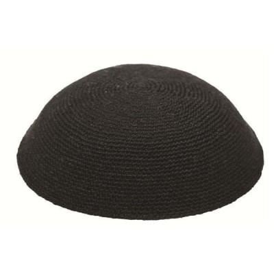 Black Knit Yarmulka DMC - 13 CM