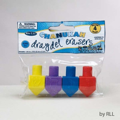 Chanukah Eraser Draydels 4 Pk