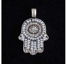 Hamsa Necklace - White