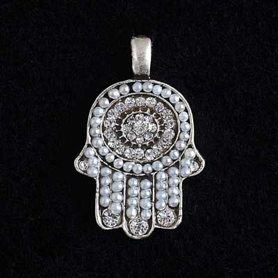 Hamsa Necklace - White