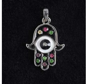 Hamsa Necklace - Black Jeweled