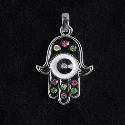 Hamsa Necklace - Black Jeweled