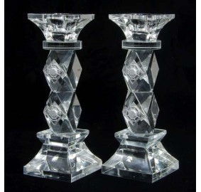 CRYSTAL CANDLESTICKS PAIR