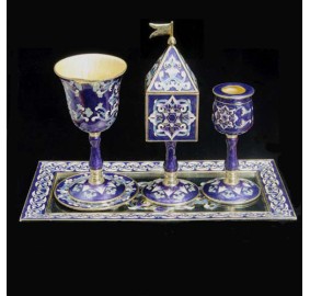 Havdalah Set Jeweled Purple/Blue/Beige