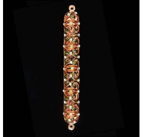 Mezuzah Case Jeweled Bronze/Green/Amber