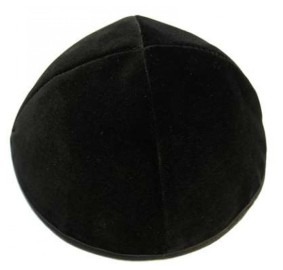 High Quality 4 Part Black Velvet Yarmulka - With Rim - 3