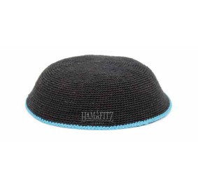 Knit Yarmulka Dmc Black/Teal