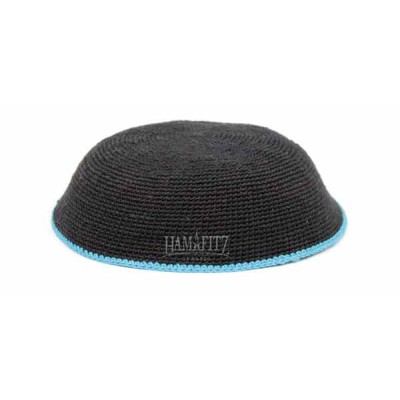 Knit Yarmulka Dmc Black/Teal