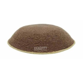 Knit Yarmulka Dmc Brown/Tan