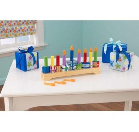 Children's Wooden Menorah Set