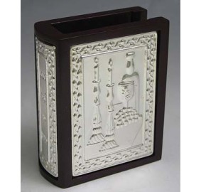 Wood & Silver Plated Match Box Holder