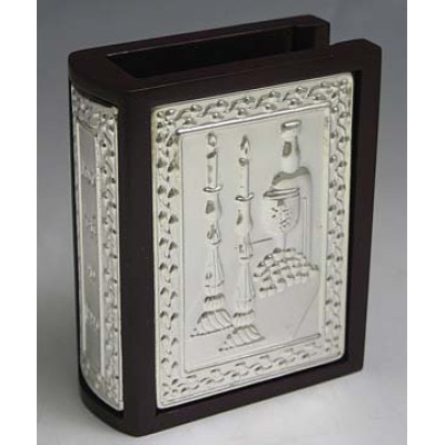 Wood & Silver Plated Match Box Holder