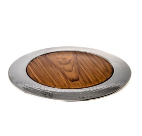 Challah Board Hammered - Wood/Silver Plated - Oval