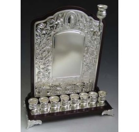 Silver Plated/Wood Wall Menorah