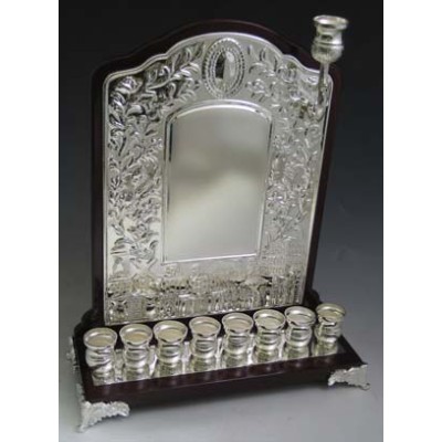 Silver Plated/Wood Wall Menorah