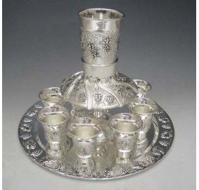 Silver Plated Kiddush Fountain - Grape Design