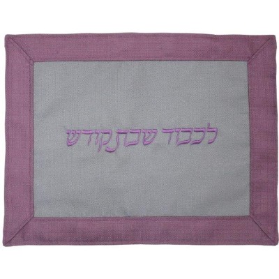 Challah Cover Linen Grey/Plum