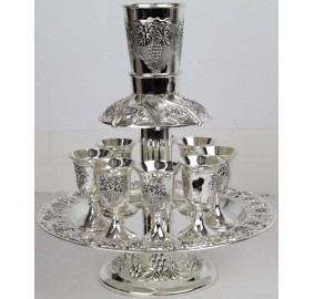 Kiddush Fountain Eight Cups Silver Plated