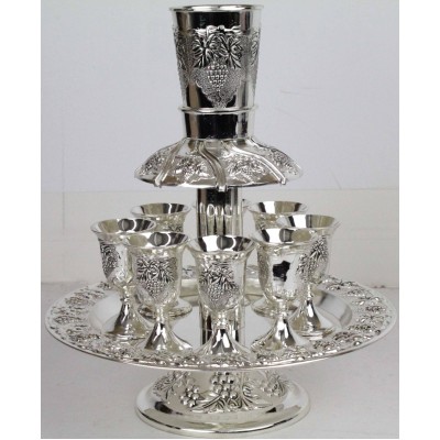 Kiddush Fountain Eight Cups Silver Plated