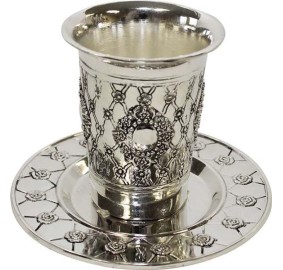 Silver Plated Kiddush Cup With Tray