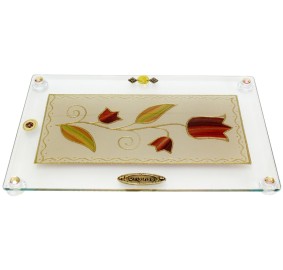 Glass Challah Tray - Tulip Colorful