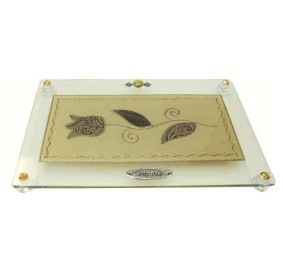 Glass Challah Tray - Brown