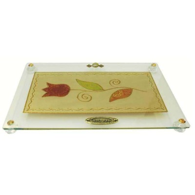 Glass Challah Tray - Multi Colored