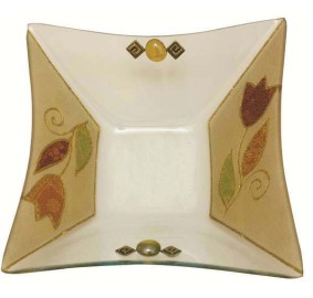 Square Glass Bowl - Tulip Applique