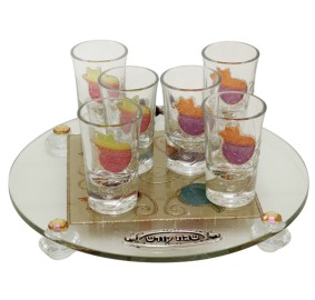 Glass Liquor Set With Tray Pomegranate