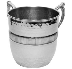 WASHCUP HAMMERED WITH MOTHER OF PEARL NICKEL 5" HIGH